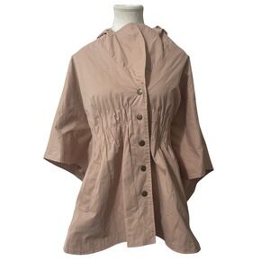 For Cynthia Women's Light Pink Hooded Poncho Kimono Jacket Coat Size L